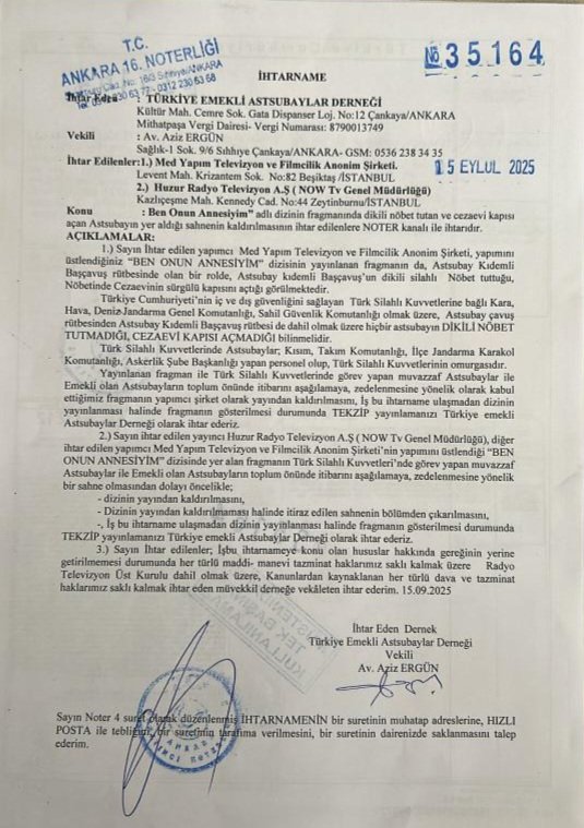 Parçası yayınlanan bir dizi sahnesinde, bir assubayın cezaevi kapısını açıp kapayan silahlı nöbetçi olarak gösterilmesine itiraz ve ihtar edilmesi TEMAD tarafından sağlanmıştır. TEMAD Başkan ve Yönetim Kuruluna çok teşekkür ederim.
#Assubaylar
<a href="/temadankara/">TEMAD Genel Başkanlığı</a> 
<a href="/cahitKoca20/">Cahit Koca</a>