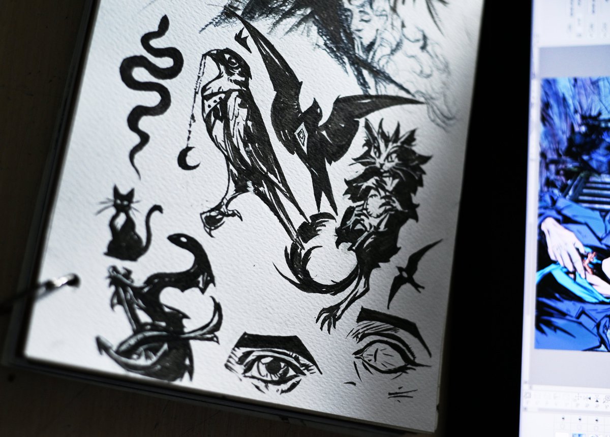 I am coming up with designs for stamps on notebooks and plates. We are starting to do handicraft stationery now, because I don't see any point in waiting for the trip and treatment to do this. I will share the process and thoughts

#drawing #inking #inkdrawing #myscticaldrawing