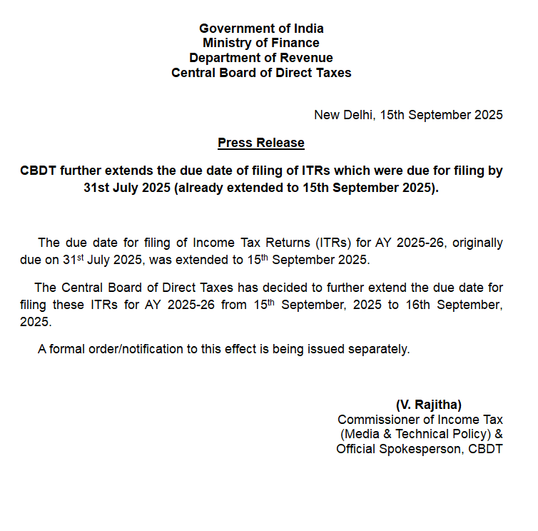 PINGALKARBHUSHA's tweet photo. Thanx to #incometaxreturn Finally, the ITR filling date is extended for 1 day. https://t.co/QS4koIfgeY