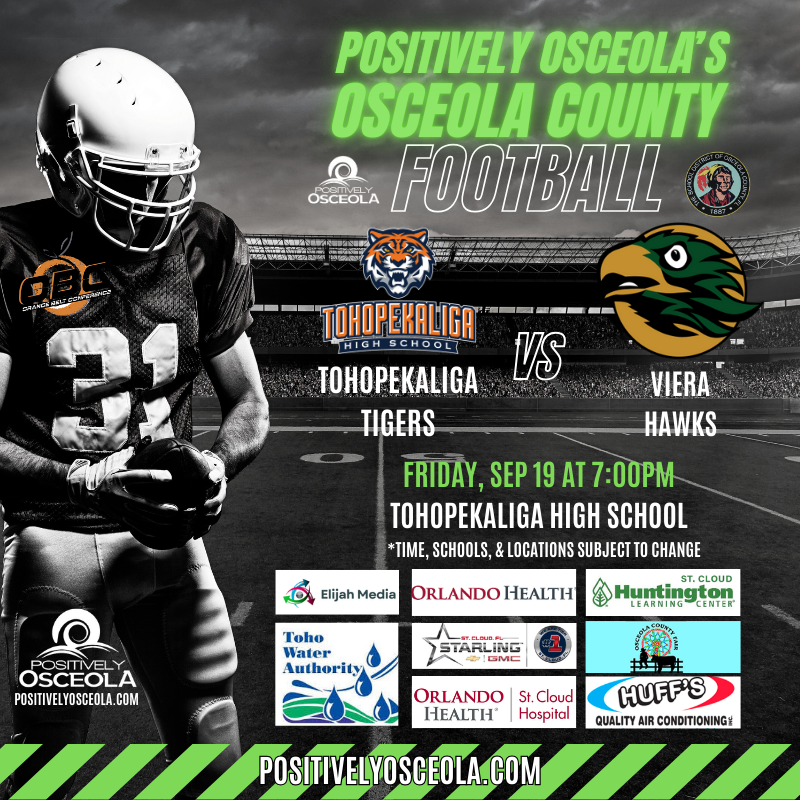 🏈 Osceola County High School Football
🛡️ Tohopekaliga vs Viera - Home
📅 Friday, September 19th at 7:00pm
#OsceolaSports #PositivelyOsceola #FridayNightLights @osceolaschools