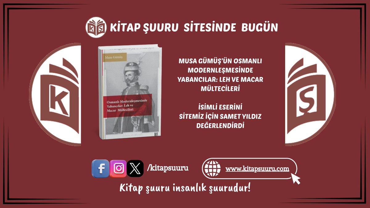 kitapsuuru's tweet photo. Kitap Şuuru Sitesinde Bugün

Musa Gümüş'ün "Osmanlı Modernleşmesinde Yabancılar: Leh ve Macar Mültecileri isimli eserini sitemiz için Samet Yıldız değerlendirdi.

https://t.co/cLrwzPn869

@LibraKitap @sametyildizz_ https://t.co/RqTZ6CDZP6