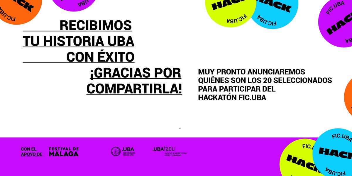 hackficuba's tweet image. 🎬 Gracias por compartir tu Historia UBA 💙
Muy pronto anunciaremos a los/las 20 estudiantes que pasan a la siguiente etapa ✨
📍Están a un solo desafío de viajar al Festival de Málaga 🎟️🌍

#hackficuba #ficuba #festivaldemalaga
