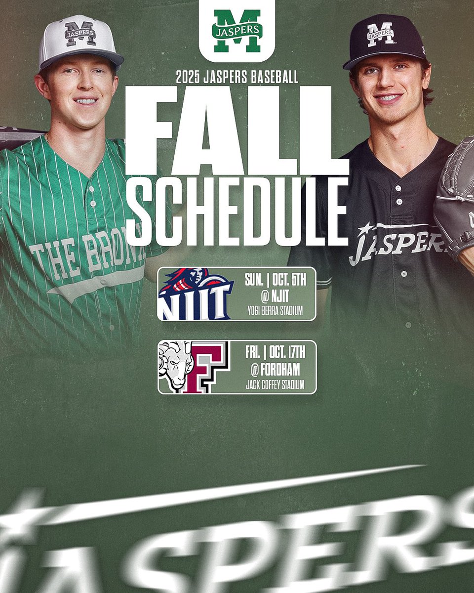 JaspersBaseball's tweet image. A fun fall slate on deck ⚾️ 🧢 

#GoJaspers | #ManhattanProject 🟢⚪️