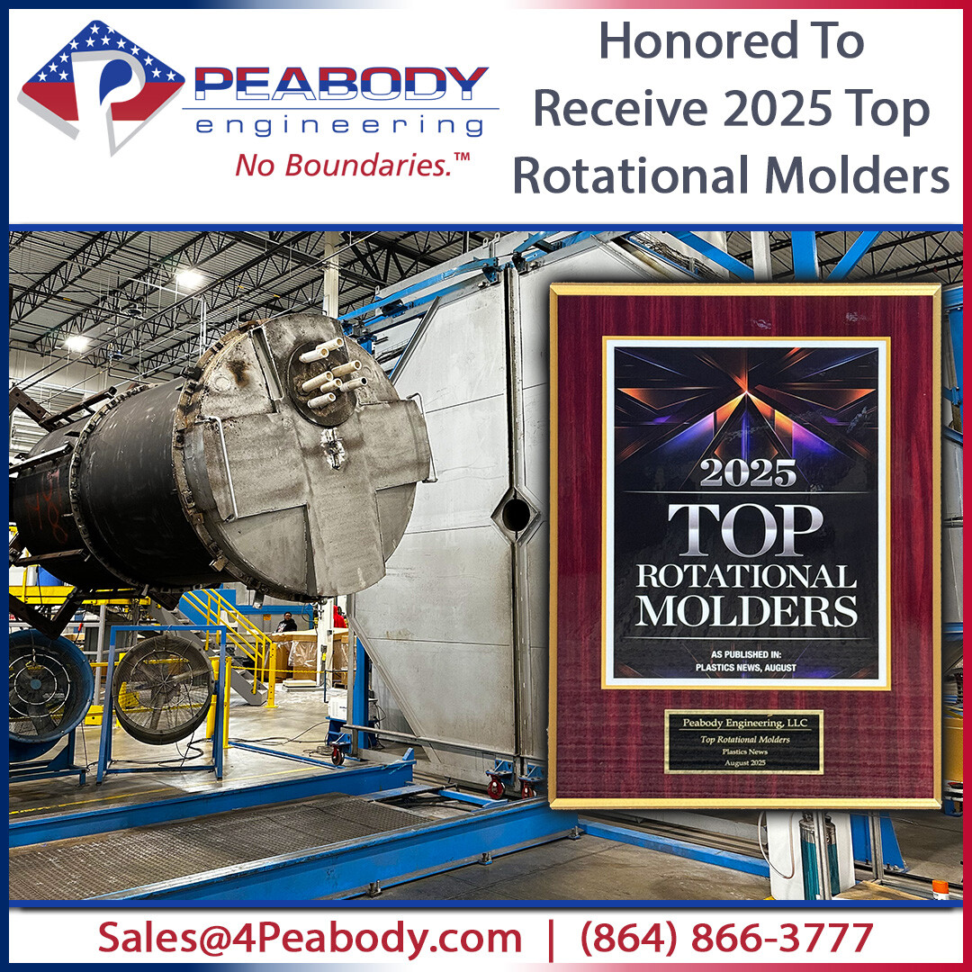 We are honored to receive 2025 Top Rotational Molders from Plastics News.

#RotationalMolding #Manufacturing #MadeinUSA #PeabodyEngineering #PeabodyTanks #PeabodyProducts