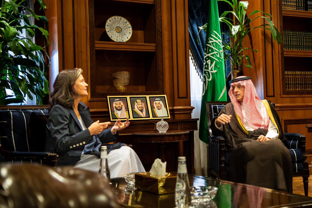 #Riyadh | Minister of State for Foreign Affairs, Member of the Council of Ministers, and Envoy for Climate H.E. <a href="/AdelAljubeir/">Adel Aljubeir                       عادل الجبير</a> received Ambassador of Denmark to the Kingdom Liselotte Plenser. They discussed issues of mutual interest. 🇸🇦🇩🇰