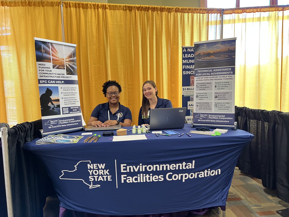 NYSEFC's tweet photo. 📍Headed to @NYMayors in Lake Placid this week? Stop to see Gabby &amp; Karen at the EFC table! Learn how we can help your community take on water quality projects—affordably. Not at the event? No worries! Our teams are always here to help—reach out anytime. https://t.co/Y7ERTS5p6s https://t.co/L7SwDbZc8d