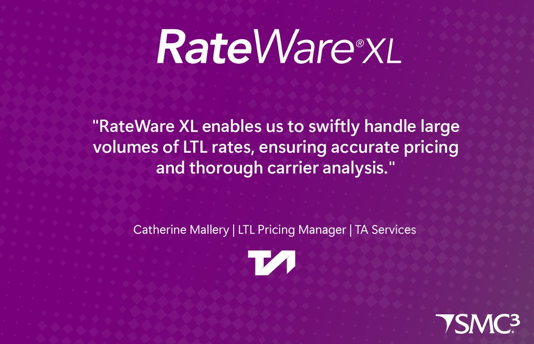 SMC3_Inc's tweet image. 👏👏 Experience seamless efficiency and precision with RateWare®XL.
smc3.info/RWXL_RWP
#rating #LTL #logisticstech #transportation