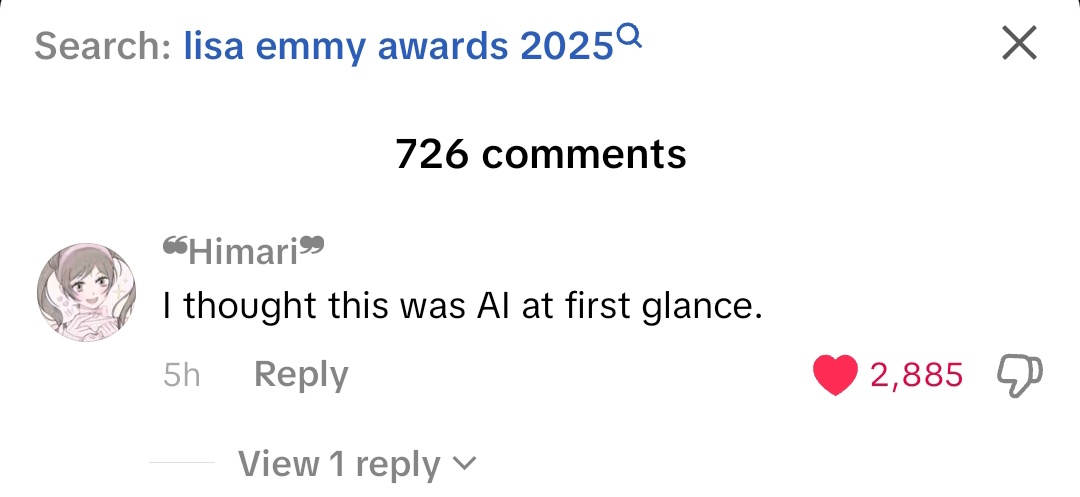 Lisa's beauty is beyond the world because people think it is an AI 😭😭😭