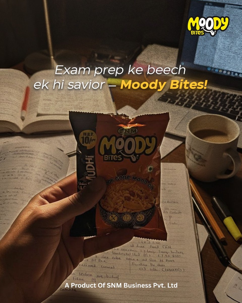 Moodybites_'s tweet image. "Exam prep tough hai, but snacks tougher"
#MoodyBites โ the real savior of study nights! "
#MoodyBites #StudySnacks #ExamPrep #SnackGoals #MoodyMoodOn #StudentLife #StudyWithSnacks #LateNightStudy #FoodieMoodie #SnackAttack