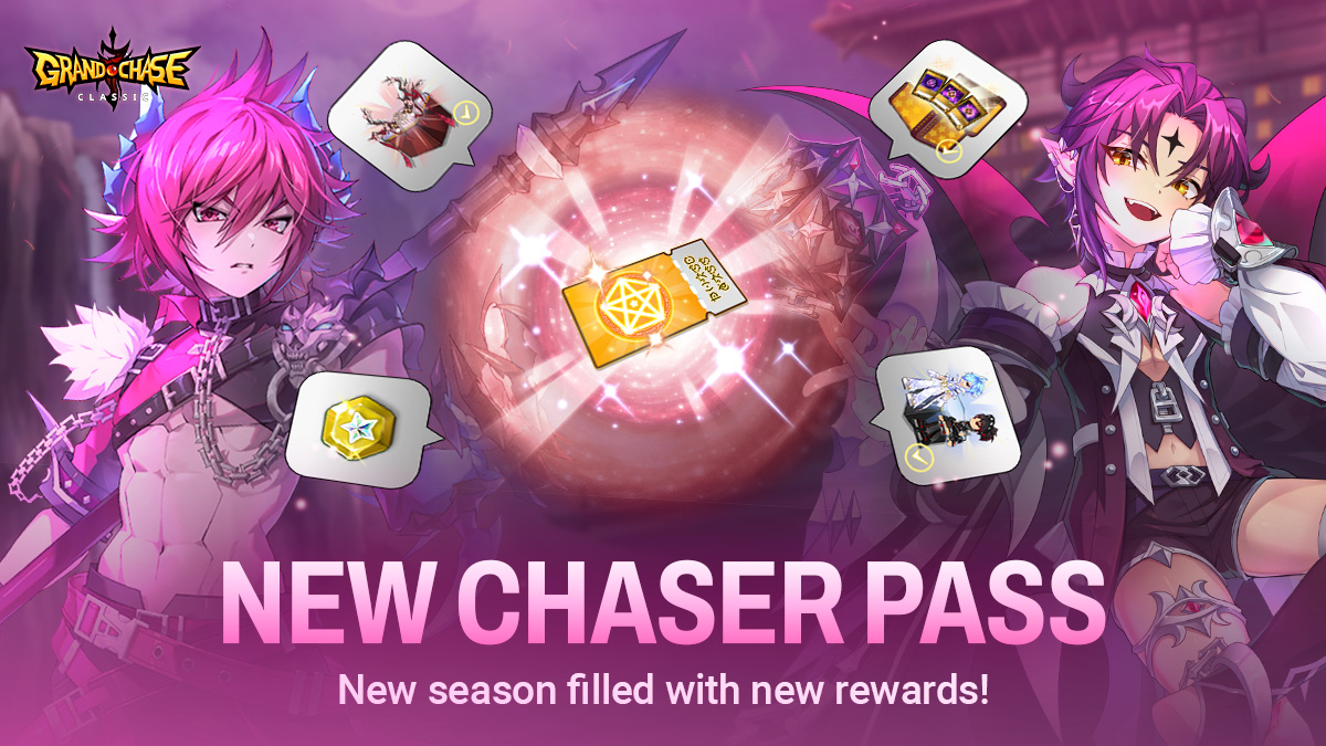 The latest update featured a new Chaser Pass.

This season is filled with new rewards, including motions, Scarlet Blossomfall Coordi Select Boxes, and more.

Check out the details at tinyurl.com/4u8cv4w2.

#GrandChaseClassic #Action #RPG