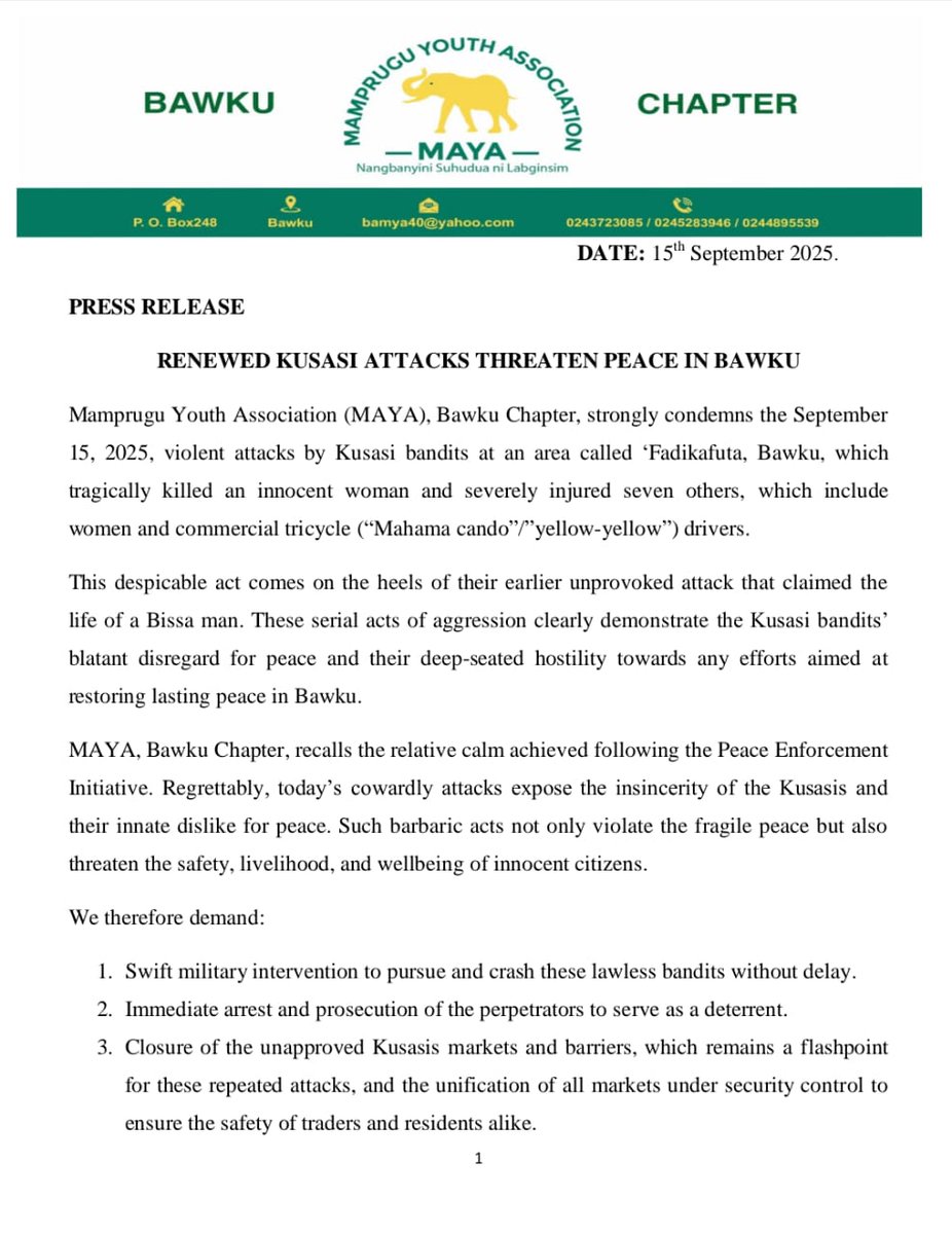 EliasuAlhaji's tweet image. The Mamprugu Youth Association #Bawku, statement.