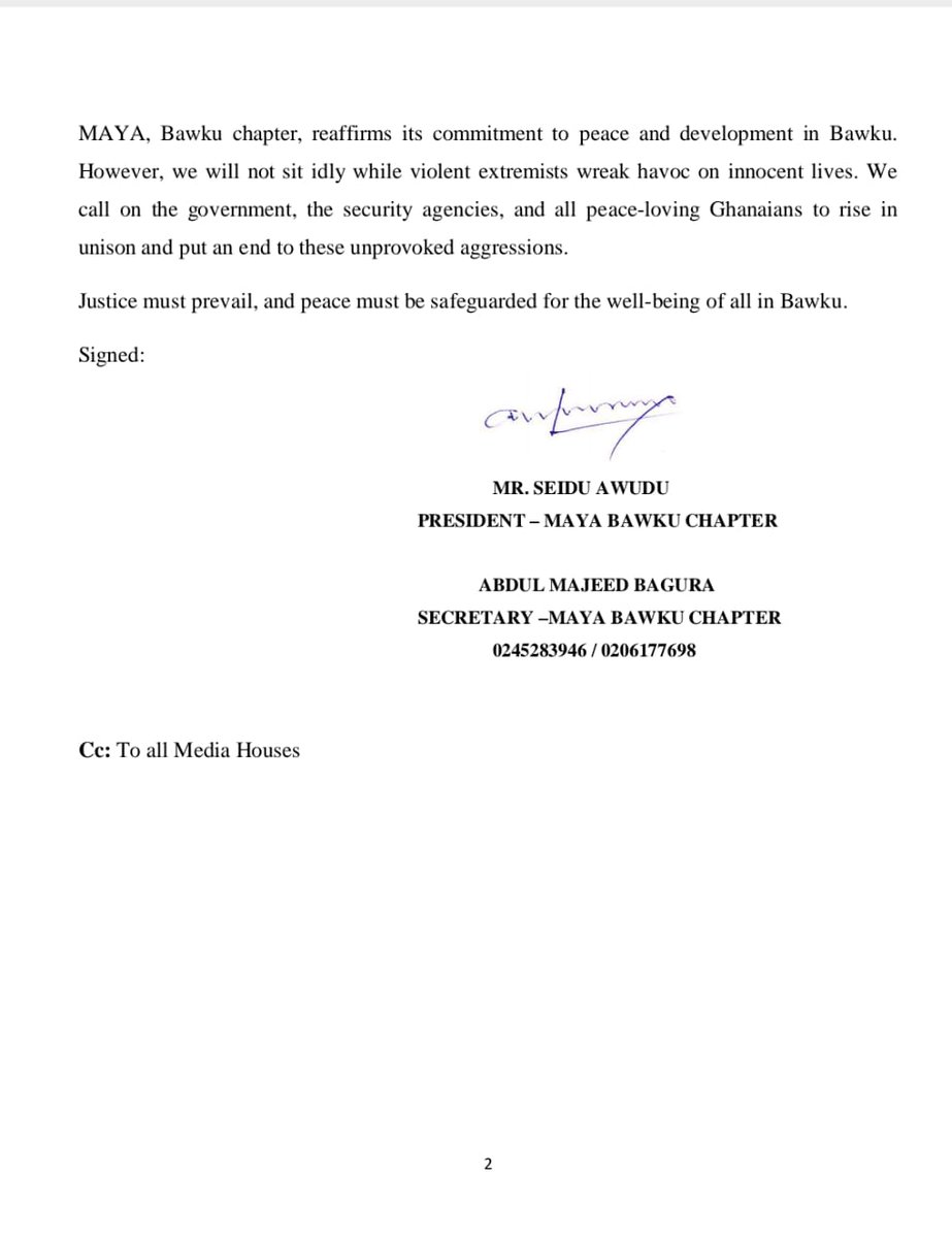 EliasuAlhaji's tweet image. The Mamprugu Youth Association #Bawku, statement.