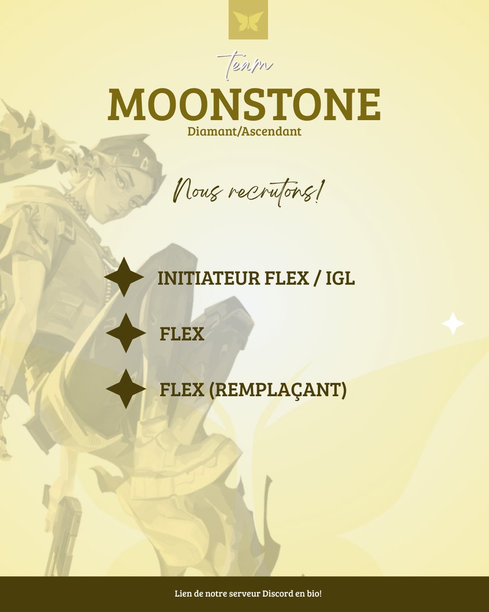 evolvers_esport's tweet photo. 🦋 Nous recrutons ! 🦋
Notre équipe #REVMoonstone (Diamant/Ascendant) recherche des joueurs sur plusieurs rôles :
- Un Initiateur Flex / IGL
- Un Flex
- Un Flex (remplaçant)
Si tu souhaites faire partie de cette équipe, rejoins notre Discord en bio !
#esport #rev #valorant https://t.co/6ZzSjfjXcs
