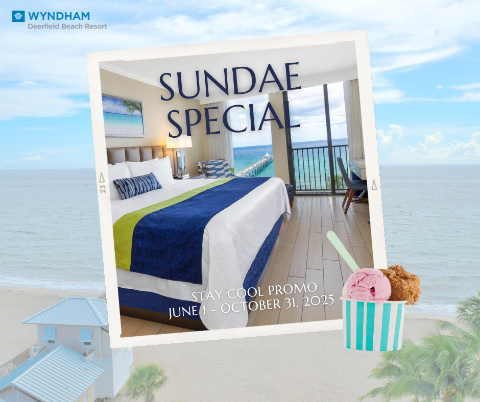 wyndeerfield's tweet image. Stay on a Sunday, Get a Sundae!🍦Call to book, 954-428-2850. *stay must include a Sunday *up to two sundae's per room (based on occupants) and up to two sundaes per stay (based on occupants) *offer valid June 1-October 31, 2025 #SundayStay #SundaeOnSunday #deerfieldbeach