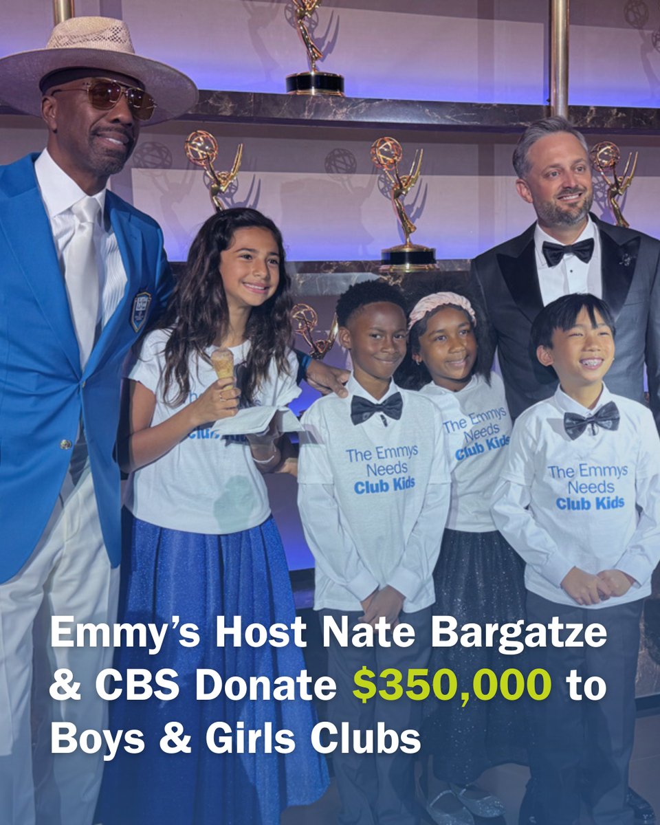 Boys & Girls Clubs of Metro Los Angeles (@bgcmla) on Twitter photo THANK YOU ๐ and congratulations to all the #Emmys2025 winners! Because of <a href="/TelevisionAcad/">Television Academy</a>, <a href="/CBS/">CBS</a> & host <a href="/natebargatze/">Nate Bargatze</a>, $350K is going to Boys & Girls Clubs to support Great Futures. ๐ #GreatFutures <a href="/BGCA_Clubs/">Boys & Girls Clubs of America</a> THANK YOU ๐ and congratulations to all the #Emmys2025 winners! Because of <a href="/TelevisionAcad/">Television Academy</a>, <a href="/CBS/">CBS</a> & host <a href="/natebargatze/">Nate Bargatze</a>, $350K is going to Boys & Girls Clubs to support Great Futures. ๐ #GreatFutures <a href="/BGCA_Clubs/">Boys & Girls Clubs of America</a>