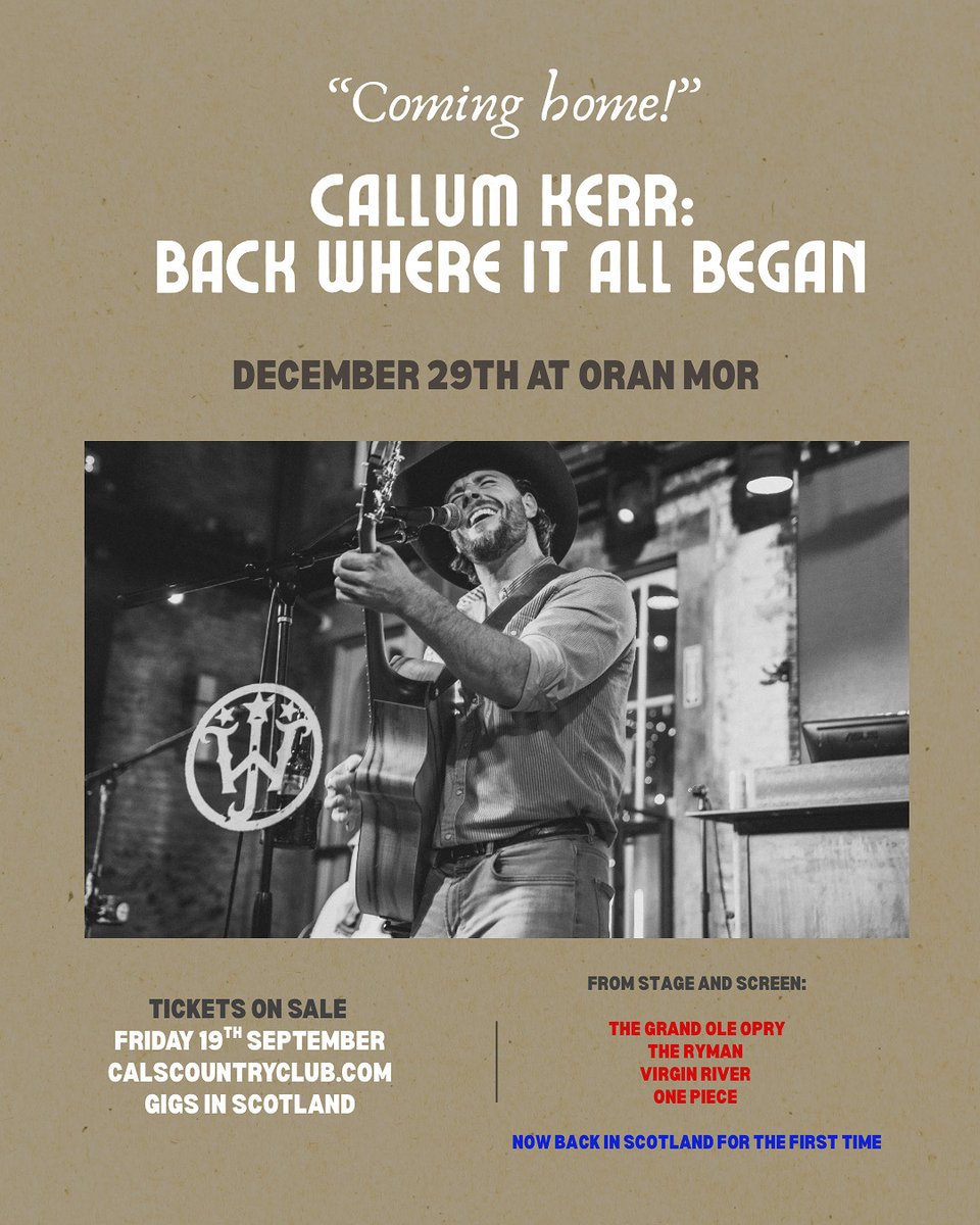 SCOTLAND!!! Save the date because ya boy is coming home!!!! Tickets on sale Friday 19th September. Get them at calscountryclub.com or at the Gigs in Scotland website direct