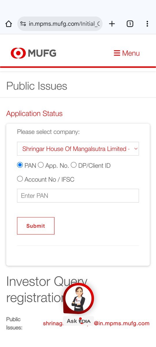 Nifty_anna's tweet image. Shringar House of Mangalsutra IPO allotment out 👇 👇 👇 👇 👇 👇 

in.mpms.mufg.com/Initial_Offer/…

#IPOAlert #urbancompany #DEVacceleratorIPO #IPOs #AirfloaRailTechnology #ipoallotment #iporesult #ShringarHouseIPO