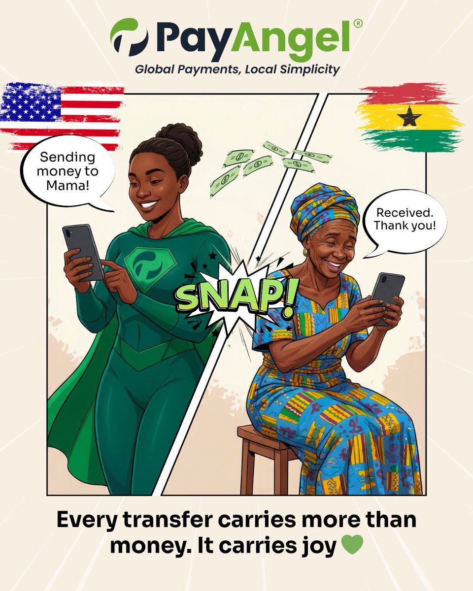 PayAngelMoney's tweet photo. With PayAngel, every send is more than money. It’s family, care, and joy delivered instantly.
💵 Best exchange rates
⚡ Instant transfers
🔒 Secure & reliable
Because mom deserves more than a transfer, she deserves love.

#PayAngel #SendMoreThanMoney #Remittance #Ghana #USA #Money