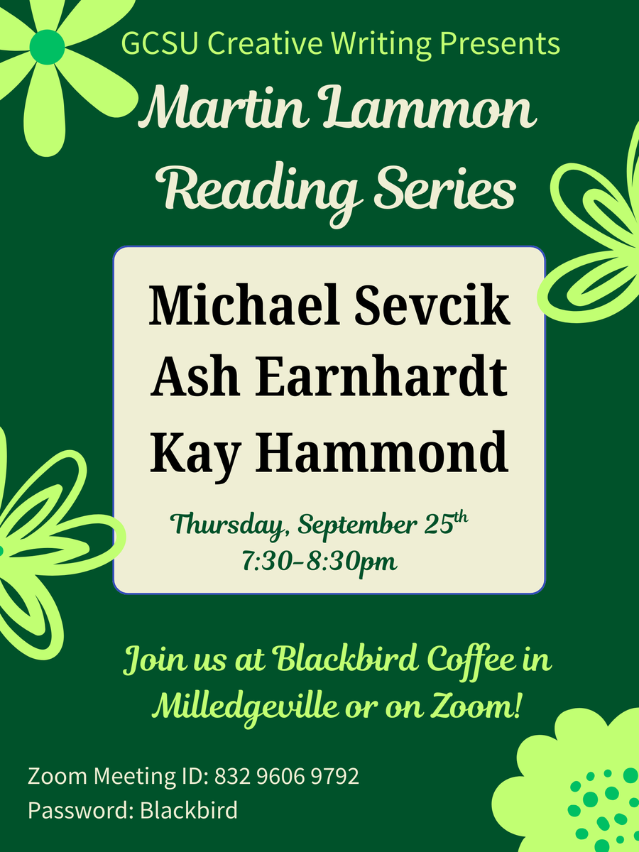GCSUMFA's tweet photo. The first MLR of the 2025 school year is just around the corner! Join us next week at Blackbird to hear creative work from 3 of our current MFA students. All are welcome! #gcsumfa #fiction #poetry #writer https://t.co/hdHvUqaELb