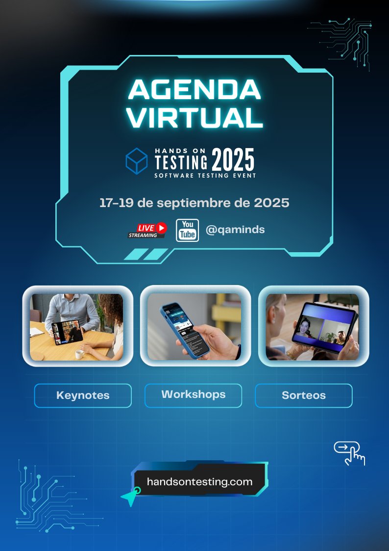 handsontesting's tweet image. 💥 Del 17 al 19 de septiembre, nuestra agenda de #HandsOnTesting está llena de charlas con expertos para potenciar tus habilidades en #SoftwareTesting y QA.

🔴 No te pierdas la transmisión por el canal de @QA_MINDS → youtube.com/c/QAMINDS

¡Te esperamos en la 8va edición!
