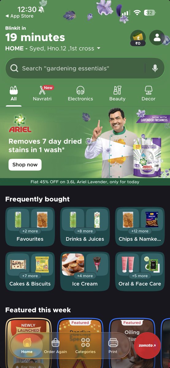 ⁦<a href="/letsblinkit/">Blinkit</a>⁩ is delivering liquid glass in under 10 mins. That was fast. #ios26