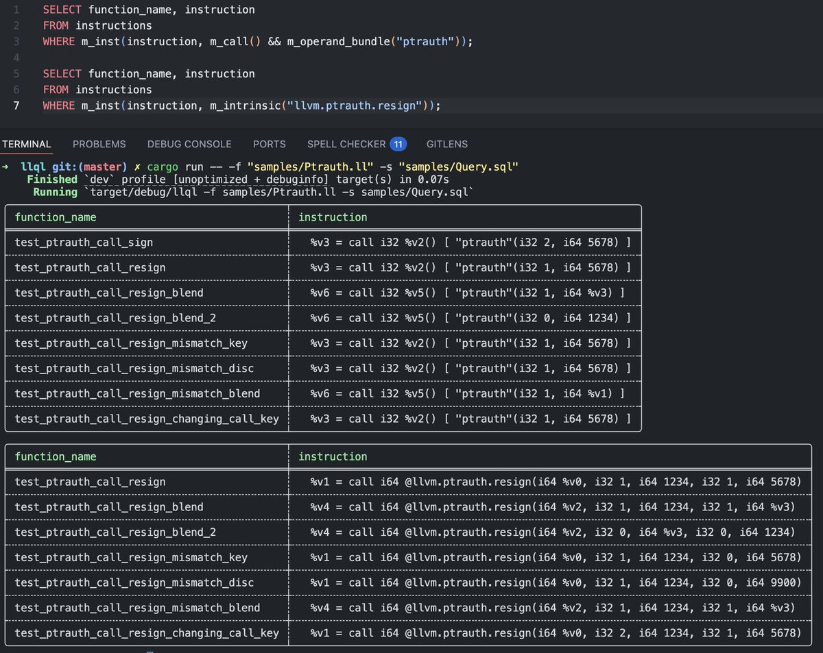 AmrDeveloper's tweet image. LLQL 0.8.0 is released with new matchers for Call, Intrinsics, Operand bundle and new features to use from SQL syntax like Rows

Github: github.com/AmrDeveloper/L…

#llvm #gitql #rust