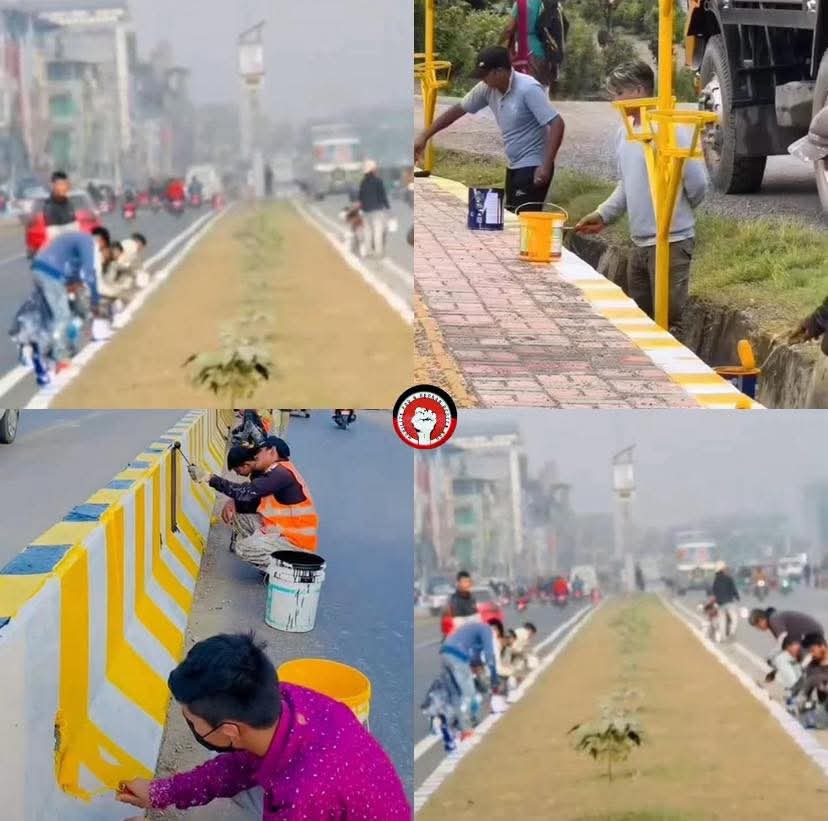 Aprè pil dega pèp Nepal lan te fè pou li te Jete gouvènman ki te la ki pa tap regle anyen an, Ebyen menm pèp sa soti li al netwaye peyi a anko yo jete fatra yo, yo pentire mi yo, yo lave lari an. 👏🏽👏🏽🇳🇵 #Nepal