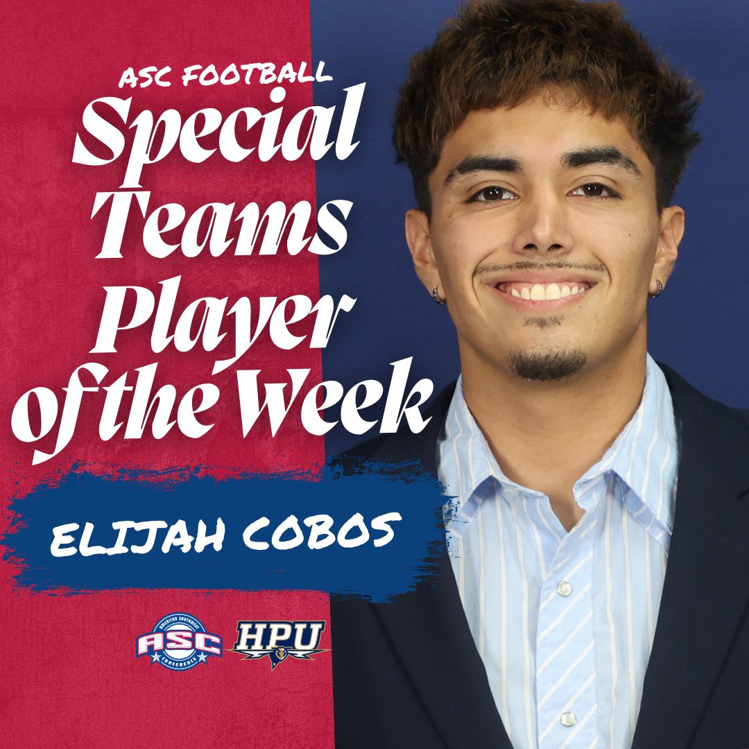 ASC Football Special Teams Player of the Week - Elijah Cobos

Read more: ascsports.org/news/2025/9/15…

#ascsports #ascfb #d3fb