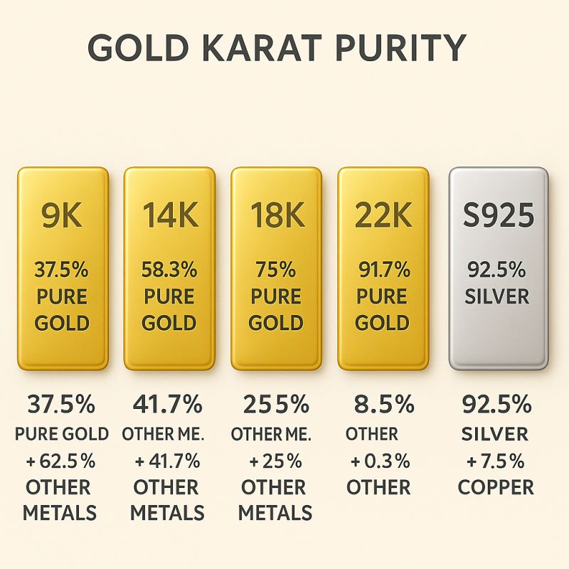 Precious Metal Markings: What They Really Mean in Jewelry 💎

When you buy fine jewelry, the sparkle is only part of the story. Hidden inside every ring, bracelet, or pendant are tiny markings numbers and letters that reveal a lot more than meets the eye.

- These precious metal