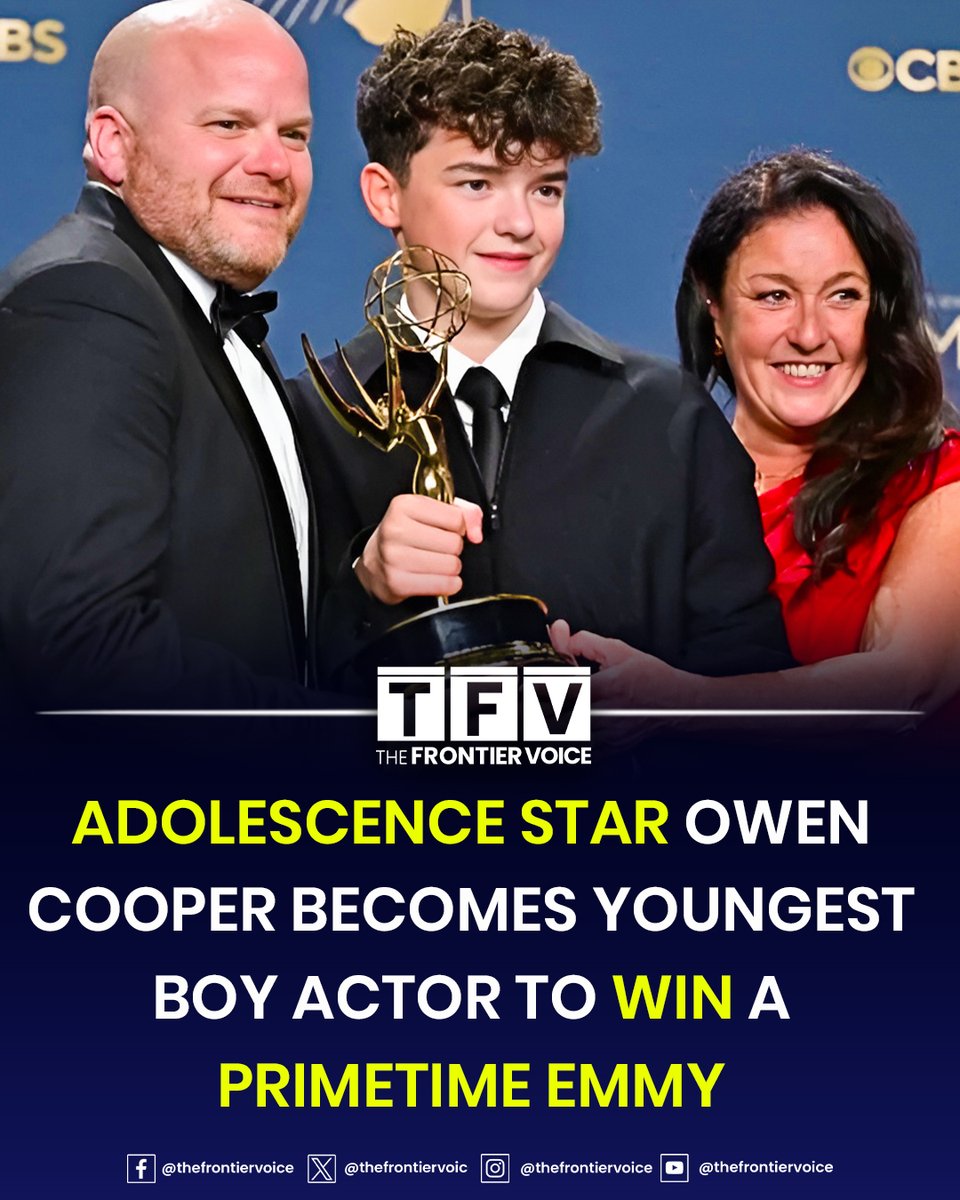 Adolescence star Owen Cooper becomes youngest boy actor to win a Primetime Emmy

#Emmys #Emmys2025 #EmmyAwards #Adolescence #OwenCooper