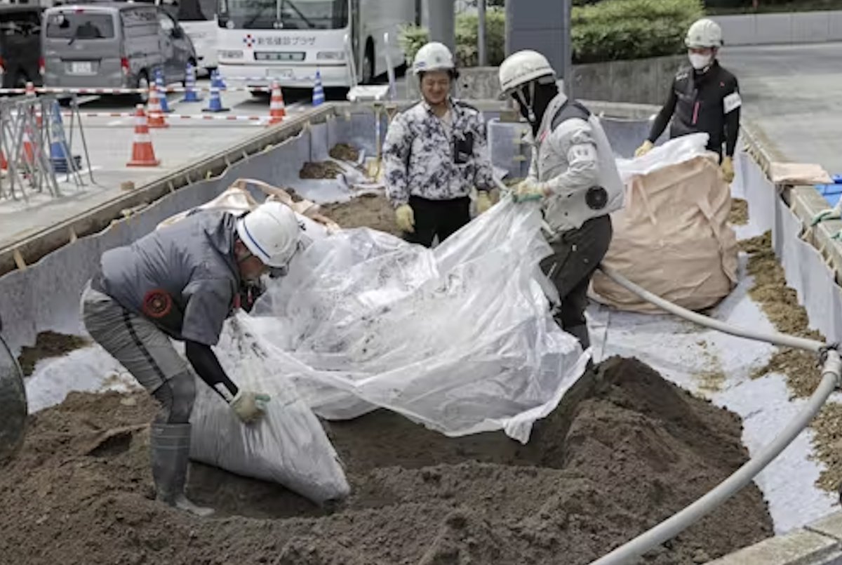 霞ヶ関の汚染土の持ち込み。

この花壇は防水処理をしている？

雨水が地面に染み込んでいかないような花壇が成立するの？土も植物も腐ってしまう。