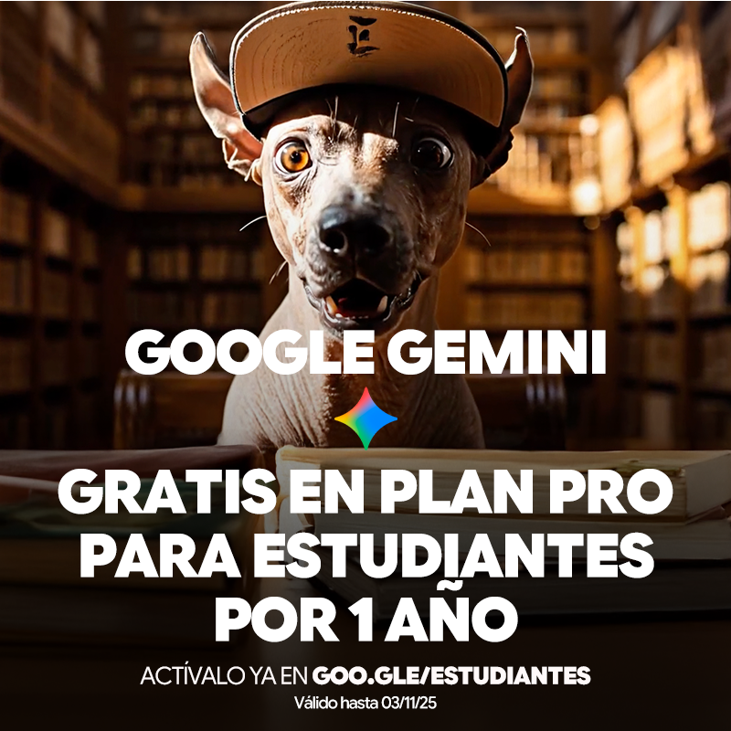 googleespanol's tweet photo. Regístrate con tu email de estudiante y desbloquea 12 meses gratis de Gemini Plan Pro. Accede a 2TB en Drive, NotebookLM, Deep Research y Veo3. Válido hasta el 03/11/25.