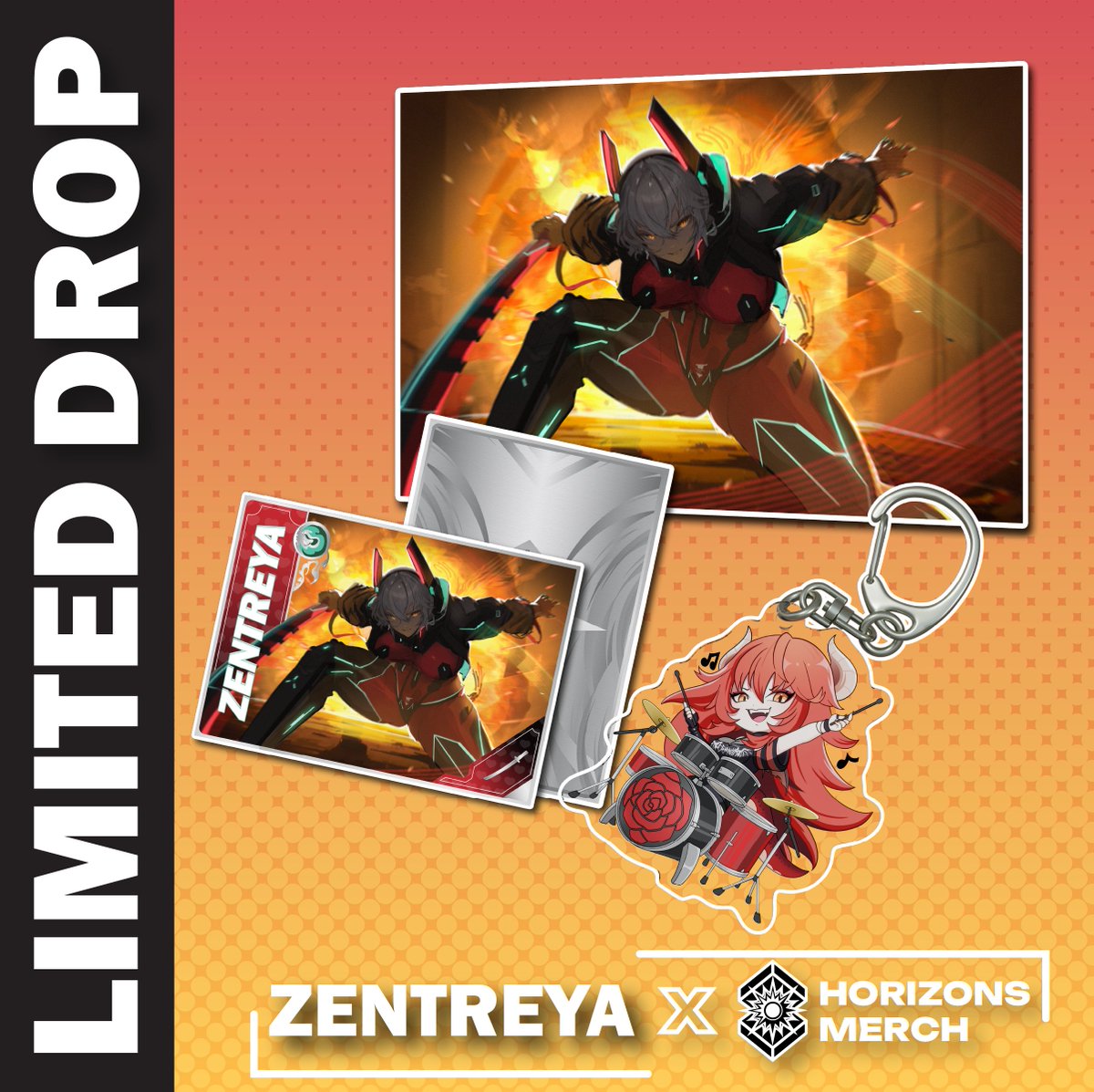 <a href="/SanJapan/">San Japan 16 - 8/29 - 8/31/25 - Labor Day Weekend</a> ZENTREYA CLASSIC RETURN

For those who were at #SanJapan 2024 you may recognize this amazing art. Well we're bringing it back as a print and LIMITED metal cards (only 200 made)

Plus a great new keychain featuring <a href="/zentreya/">Zentreya⚡🐲</a> on the drums! #HorizonsMerch #ZenMerch #zentreya