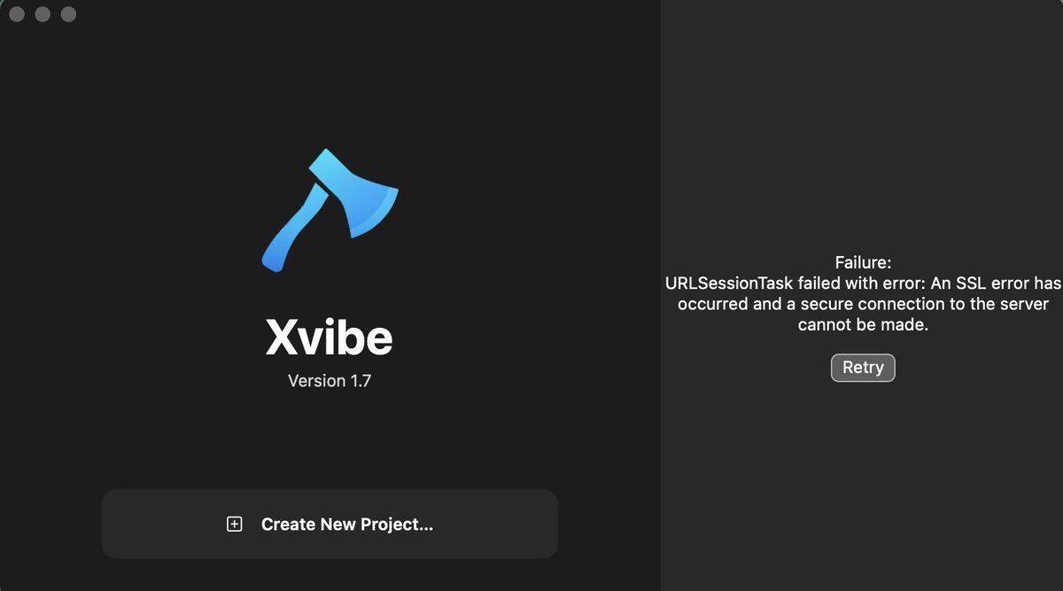 luckyclover's tweet photo. @xvibedev getting this error on launch https://t.co/OLNiKsonrh