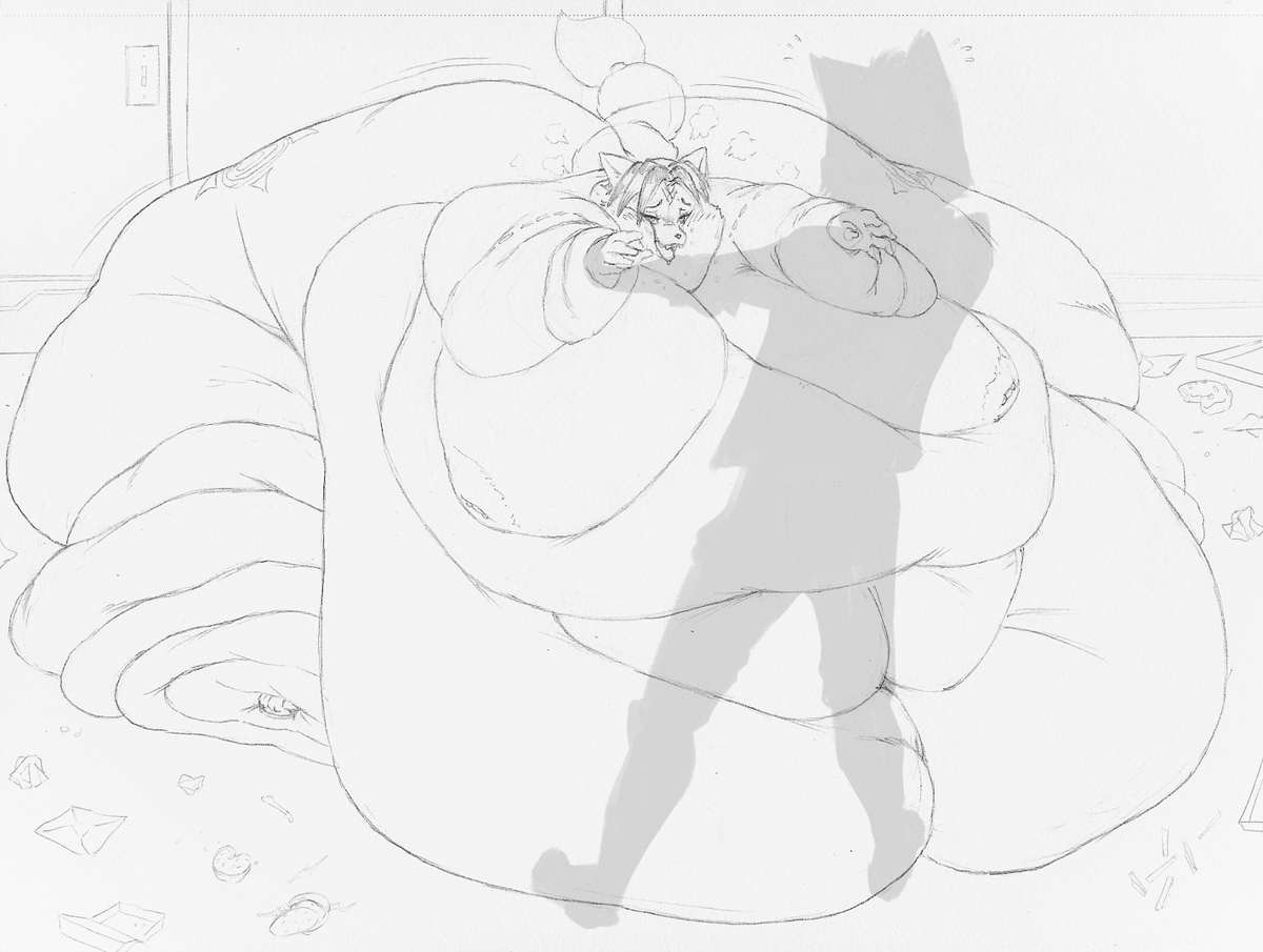 "Don't worry, Krystal, I'll get you back on your feet. We can't have a hungry girl like you stuck on the floor, now can we? 🧡"
"Can't- *bbBbluUUurrp!* move... So- *uRP!* heavy...