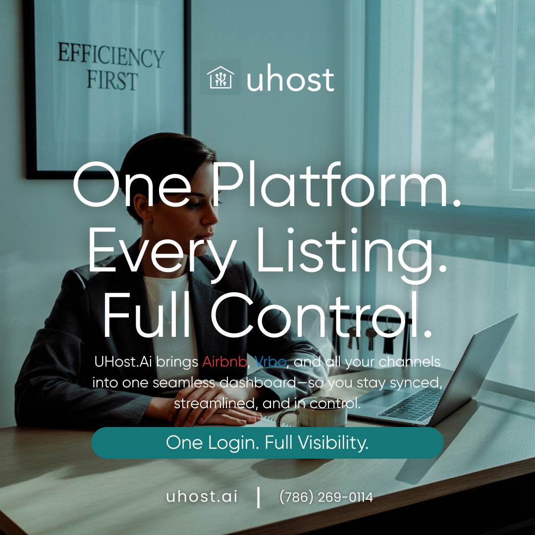 Uhost_ai's tweet image. 🧠 Smarter hosting starts here.
With UHost.AI, enjoy automated entry codes, 24/7 CCTV, and real-time guest support—while AI maximizes pricing, occupancy &amp;amp; listings.
🔑 Stress less. Profit more.

#UhostAI #SmartRentals #AIForHosts
