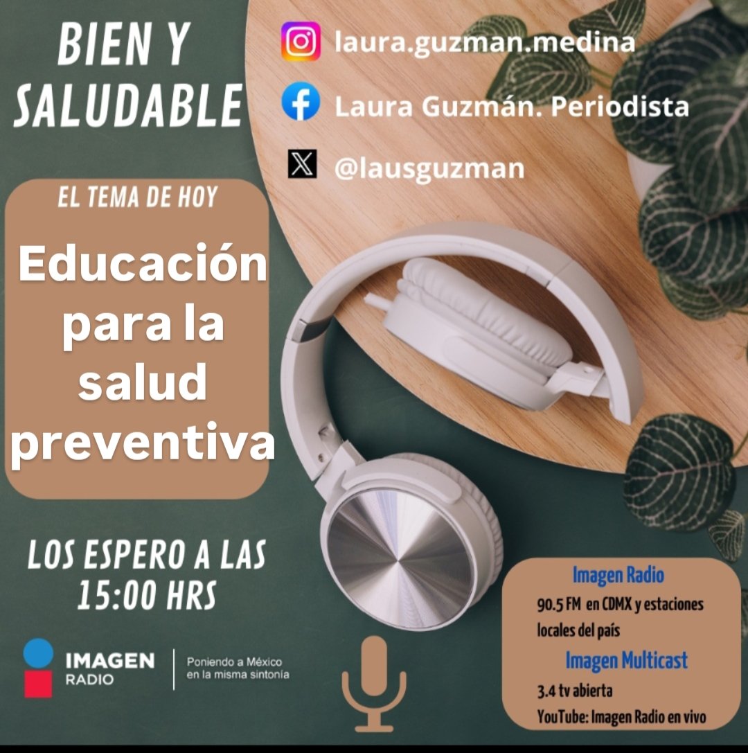 Los espero a las 3:00 pm en #BienySaludable <a href="/Imagen_Mx/">Imagen Radio</a>