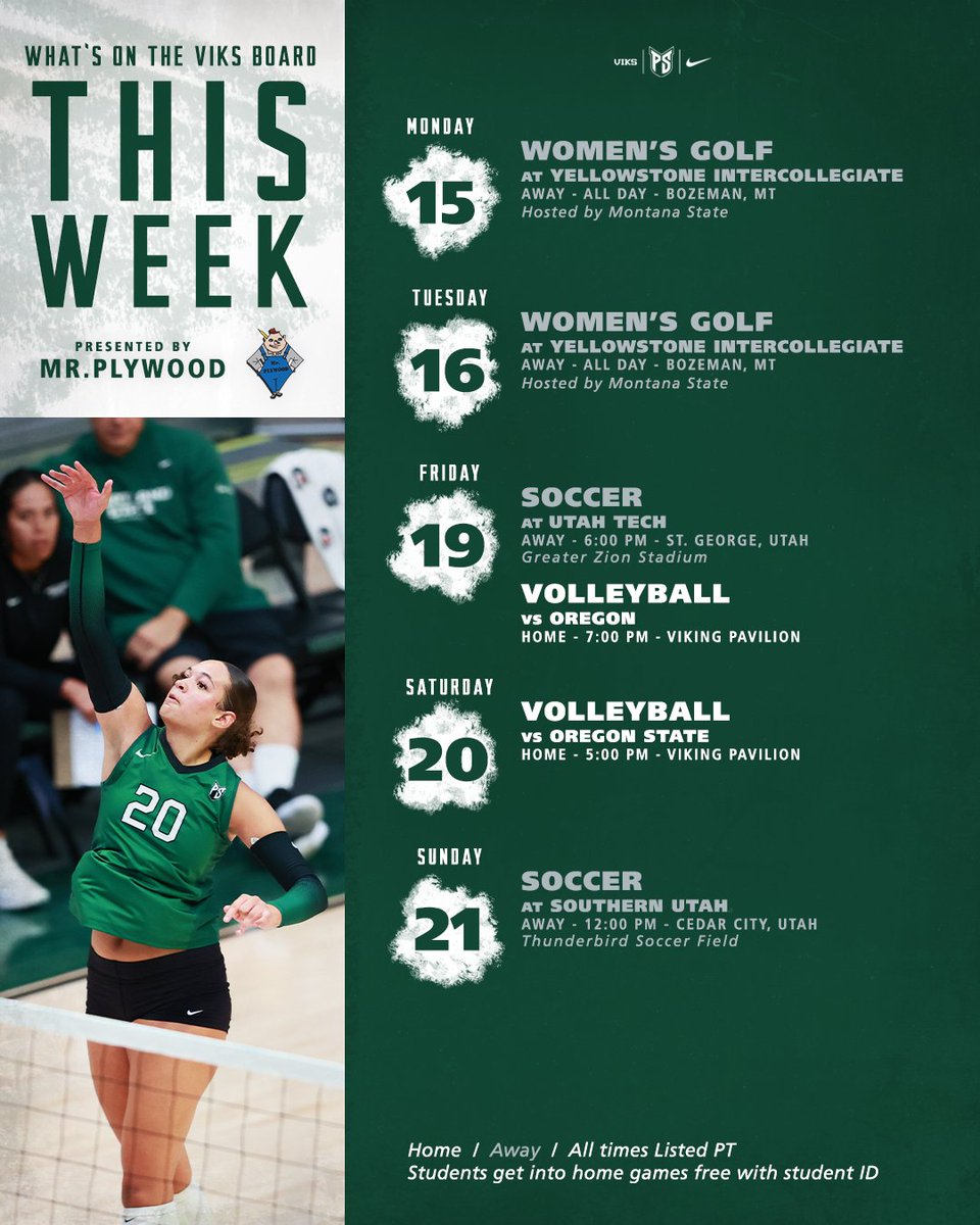 psuviks's tweet photo. What's on the board this week? 🗓️

🏐 @psuviksVB hosts the state of Oregon Friday/Saturday
⚽️ @psuviksWSOC plays two on the road
⛳️ @psuviksWGOLF opens their fall season Monday/Tuesday

#GoViks | #DefendTheShip https://t.co/6ah3idtrCb