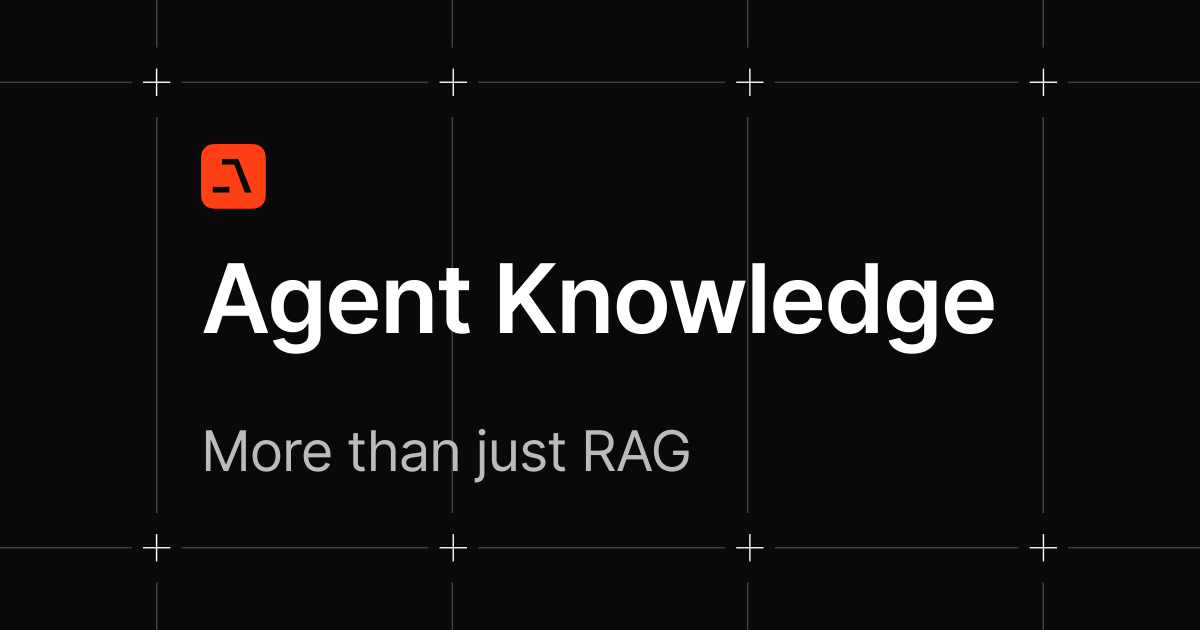 Agent Knowledge : more than just RAG

As Agent Builders, knowledge is the most powerful tool in our arsenal.

Agentic RAG, dynamic instructions, adaptive learning. A good knowledge base powers them all.

Learn more 👇