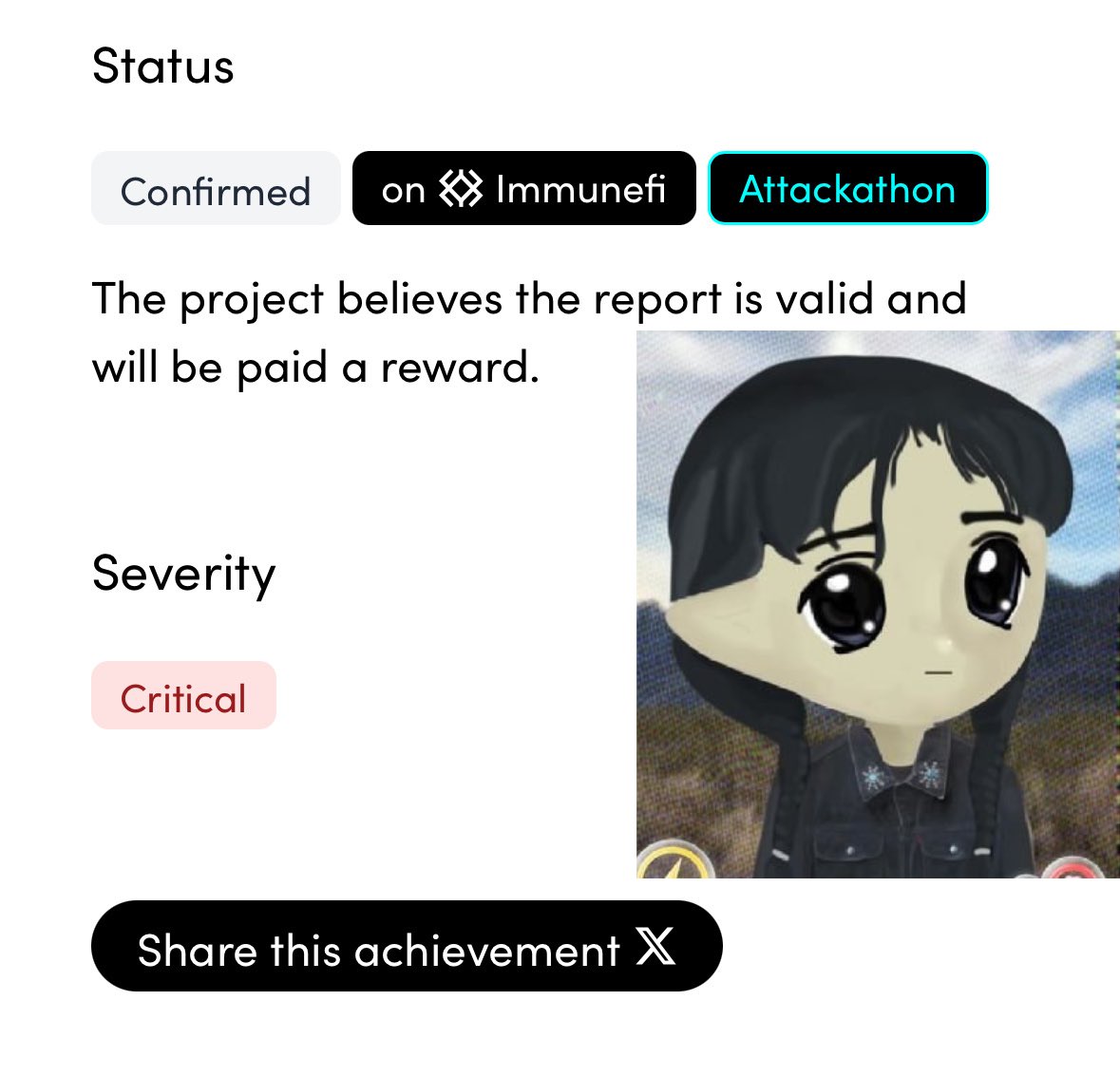 Legends are made when the world isn’t watching.

I remembered vividly when I submitted this crit, I had already spent 12hrs that day on the codebase. Maximized the impact and submitted. 
This mark my first ever confirmed crit in 7/8months in the auditing game. 1 more Crit  to go