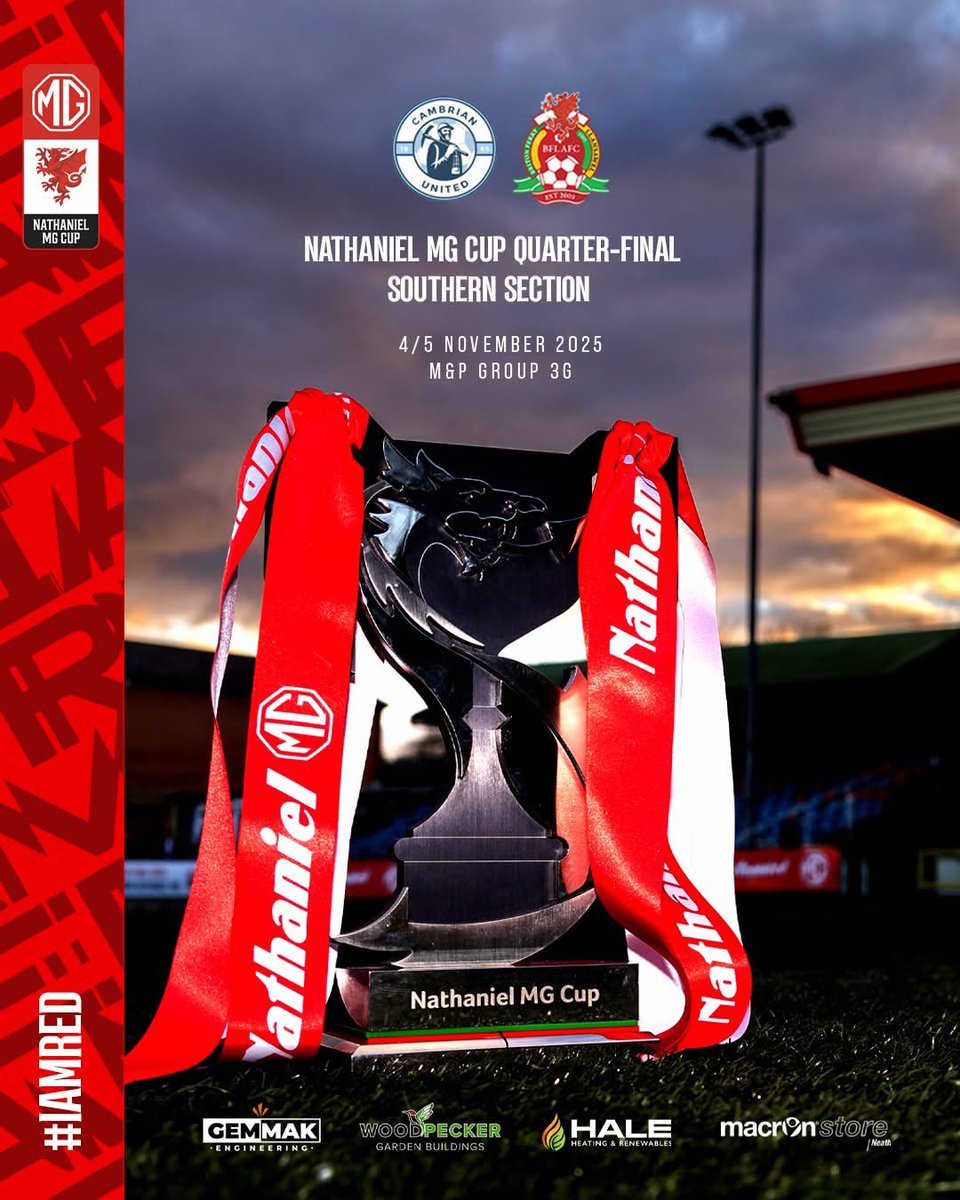 bflafc's tweet image. The Reds have been drawn away to #JDCymruSouth league leaders @CamUtdMen in the Quarter-final (Southern section) of the #NathanielMGCup 

Ties to be played 4/5 November - More to follow!
#IAmRed