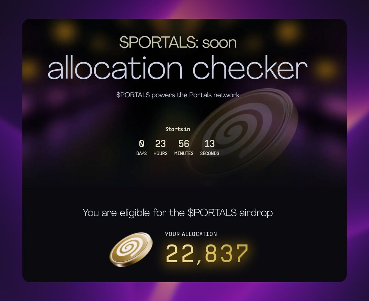 Seb Monty (@sebmontgomery) on Twitter photo <a href="/hughmfer/">Hugh MFer (Portals Guy)</a> 2/
launch window: Sept 16, 12:00 UTC (5:00 AM PDT).
Allocation checker (official):
genesis.portalsfoundation.org <a href="/hughmfer/">Hugh MFer (Portals Guy)</a> 2/
launch window: Sept 16, 12:00 UTC (5:00 AM PDT).
Allocation checker (official):
genesis.portalsfoundation.org