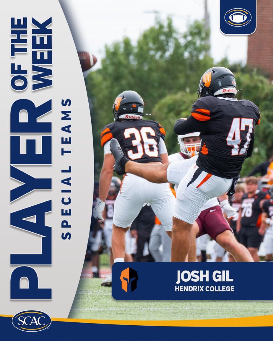 Congratulations to #47 <a href="/JoshuaGil_/">Joshua Gil</a> out of Davenport HS (TX)! on receiving STPOTW!!!! Let’s Goooo🧡🖤
<a href="/HendrixFootball/">#WeAreWarriors</a> <a href="/DHSWolvesFB/">Davenport Football</a>