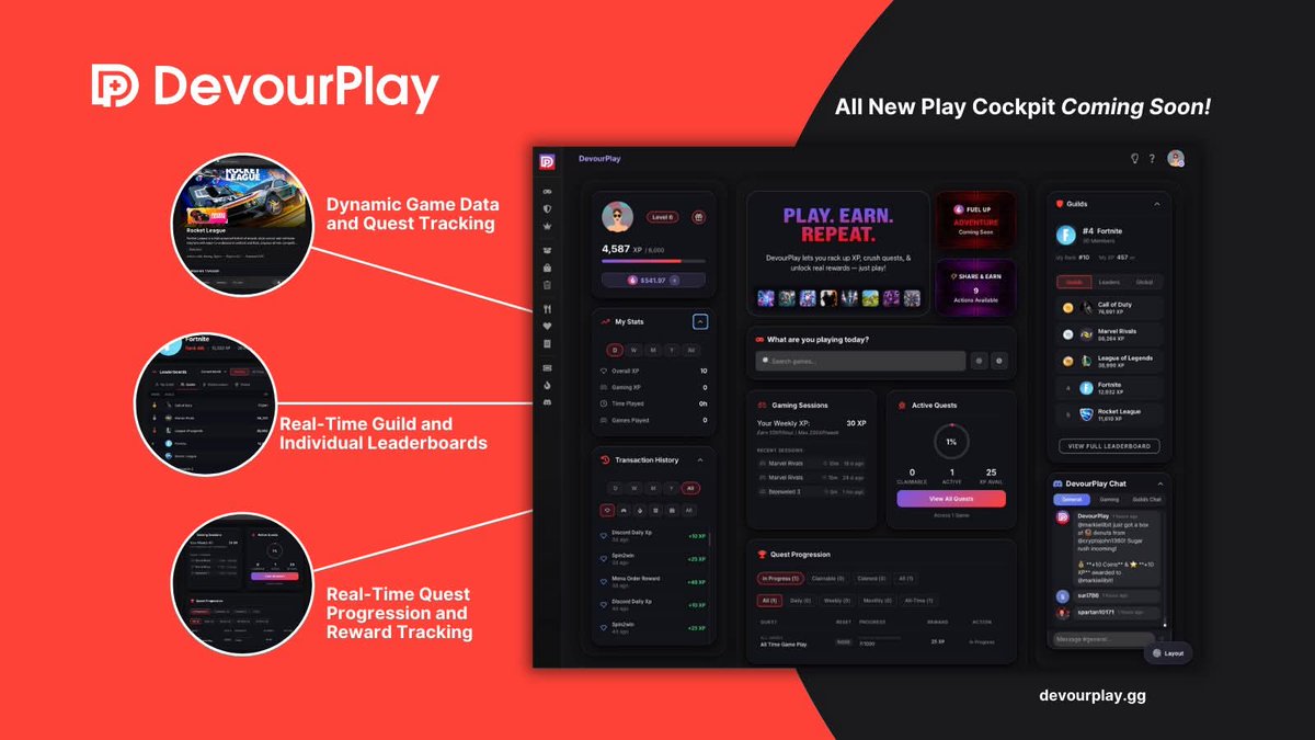 MsPinky313Play_'s tweet image. 👀 Something new is loading…

Stay tuned for the upcoming all-new DevourPlay Cockpit → your new home for quests, rewards, and leaderboards. @GoDevour

⚡ Play. Earn. Repeat.

🚀 Coming Soon!

#DevourPlay #PlayEarnRepeat #Gaming