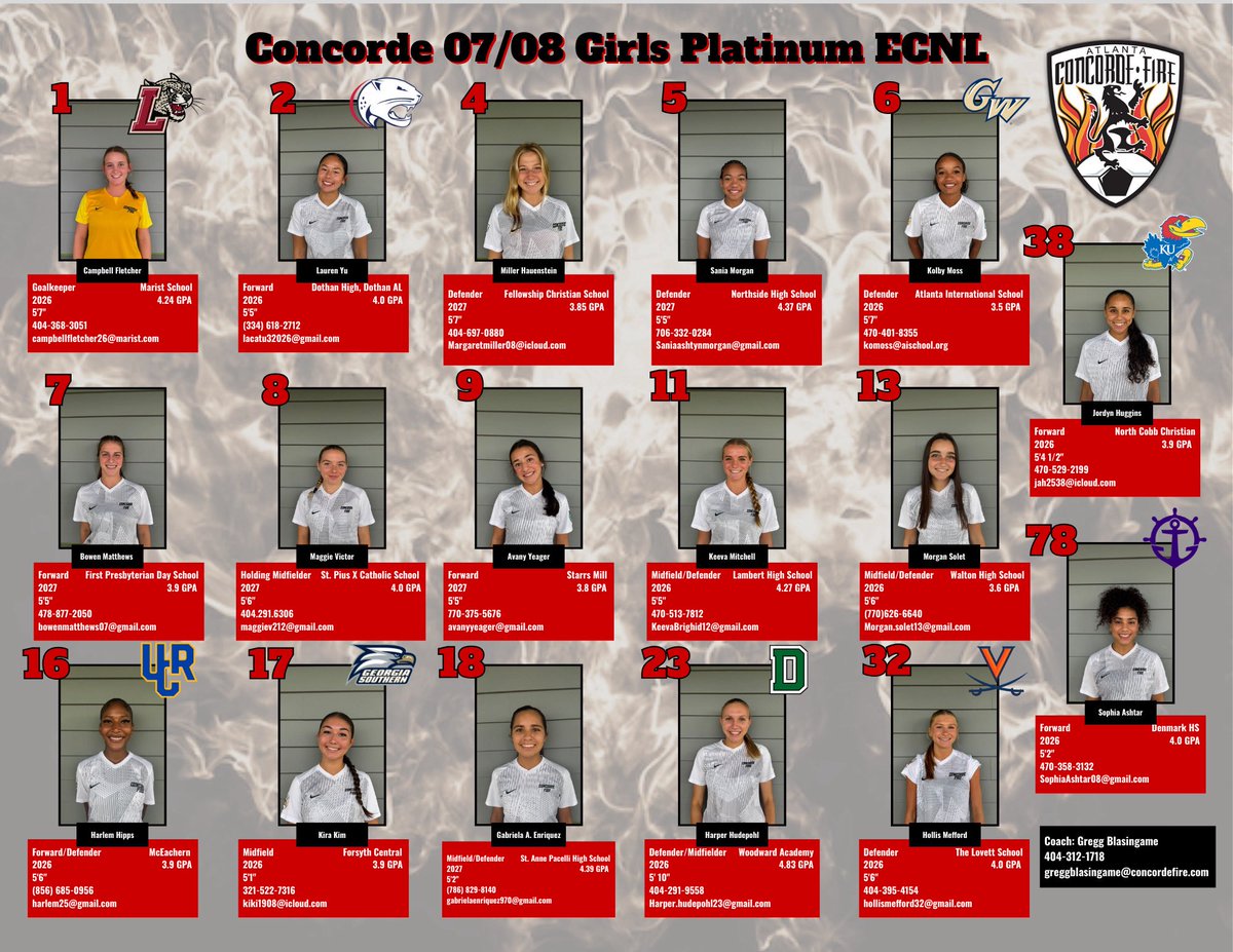 Thanks <a href="/EmorySportsMed/">Emory Sports Medicine</a> &amp; my PT Dan Kraushaar. 
I’m back! <a href="/ConcordeSoccer/">Concorde Fire Soccer</a> Let’s Go!
<a href="/ECNLSoutheast/">ECNL Southeast Girls</a> <a href="/ECNLgirls/">ECNL Girls</a> <a href="/GWWomensSoccer/">GW Women's Soccer</a> <a href="/NXTLevel_FUTBOL/">Next Level Futbol Consultancy.</a> 
<a href="/TheSoccerWire/">SoccerWire</a> <a href="/TopDrawerSoccer/">TopDrawerSoccer</a> <a href="/ImYouthSoccer/">ECNL/GA/Recruiting/College Soccer</a> <a href="/PrepSoccer/">Prep Soccer ⚽️</a>