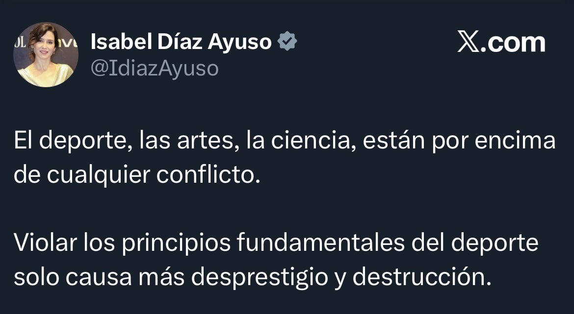 NADA está por encima de los derechos fundamentales de las personas que han sido asesinadas y de aquellas que siguen siendo objetivo militar aún siendo civiles inocentes. Miles de niños, niñas, familias destrozadas.

Es un genocidio sobre un pueblo, el palestino. 

Y ella lo sabe.