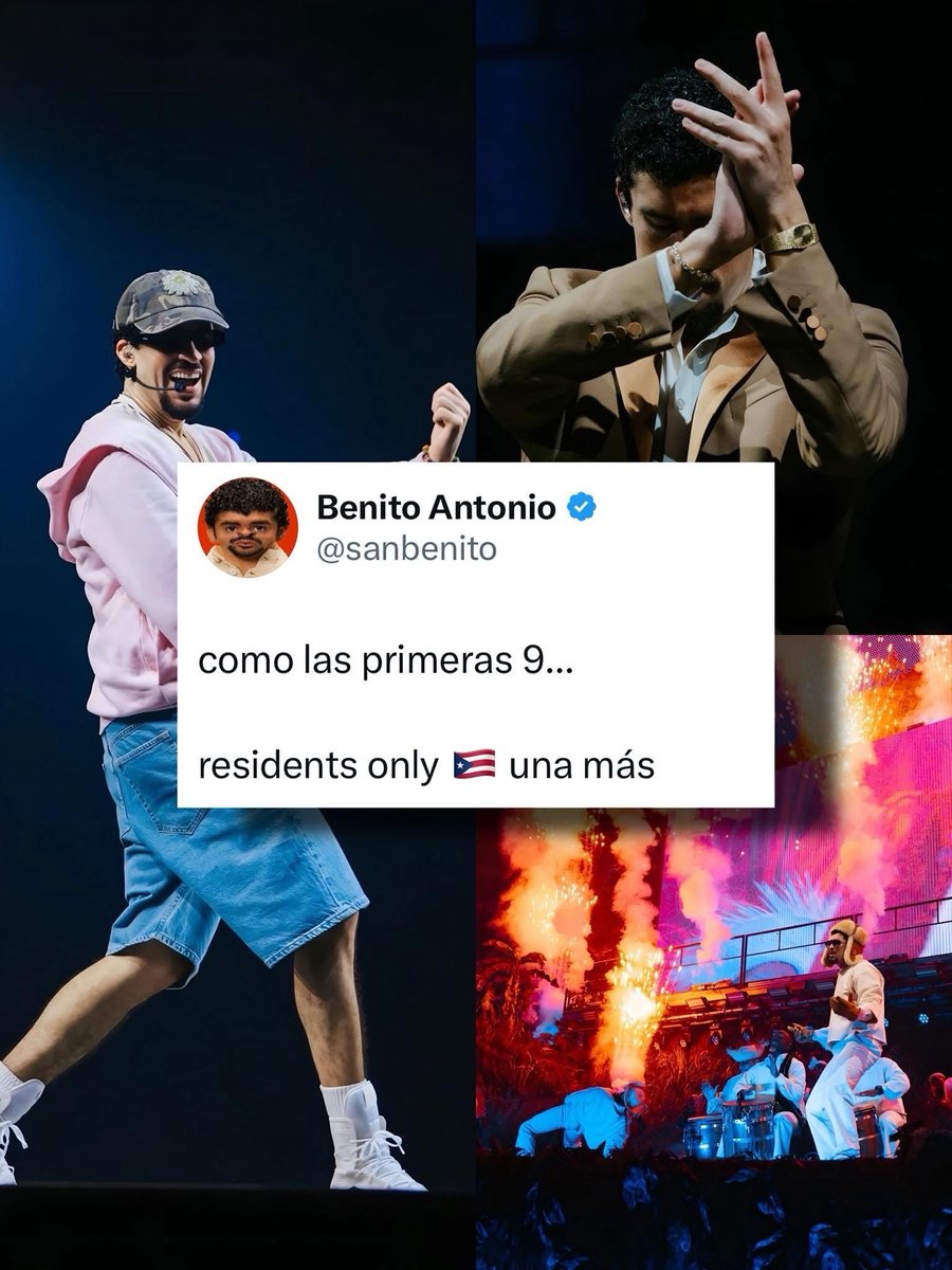 Residents Only: Último show “Una Más” de Bad Bunny 🇵🇷

⚠️ Esta función será exclusiva y solo para residentes de Puerto Rico, pero también se transmitirá en vivo por Amazon Prime 📺🔥