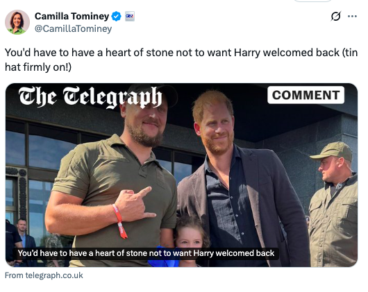 SophieCaligirl's tweet photo. The narcissistic BULLY, @CamillaTominey, has gas-lit all who support the #PPOW by viciously saying they have hearts of stone if they didn't support Haz being welcomed back. And now she's crying she's a victim of their backlash & calls them all nuts.
We see you, MeghanJr👿!🤣🤣🤣 https://t.co/jZcIzFYqQZ