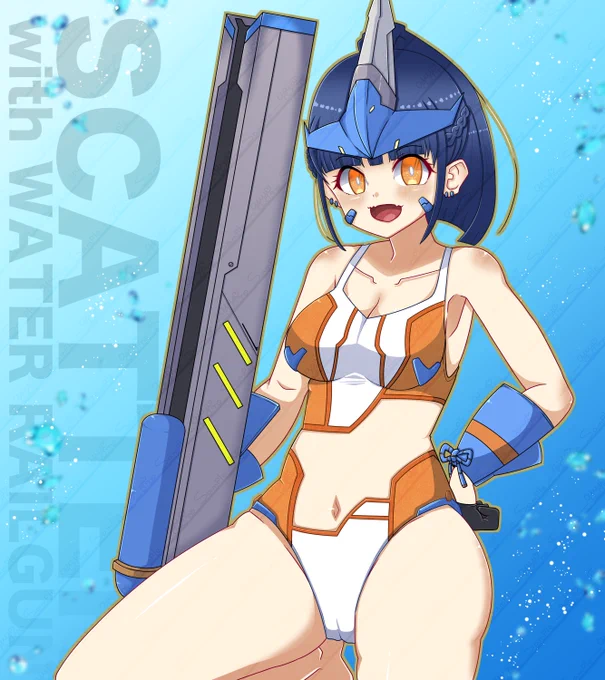 Skeb OCTFスキャッターちゃんの水着姿(ウォーターレールガン装備)を描かせて頂きました 遊ぶ時も全力全開まだまだ暑いので涼しくしてくれそう リクエストありがとうございました #Skeb募集中