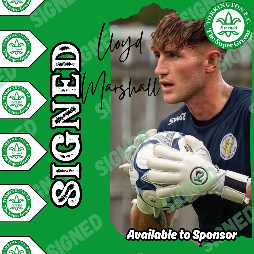 SIGNED

Lloyd Marshall 

Lloyd has an impressive resume of clubs including: <a href="/FCUnitedMcr/">FC United of Manchester 🟥⬜⬛</a> <a href="/ilfcombeafc/">𝐈𝐥𝐟𝐫𝐚𝐜𝐨𝐦𝐛𝐞 𝐓𝐨𝐰𝐧 𝐀𝐅𝐂</a> <a href="/torpointafc/">Torpoint AFC</a>
A big coup at this stage of the season for the club. 

Welcome Lloyd!

Lloyd is available to be sponsored. Please email: ag@torringtonafc.co.uk

#supergreens